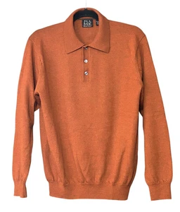 Jos A Bank 100% Merino Wool L/S Polo Mens Size M Brown Rust ¼ Button Waistband - Picture 1 of 10