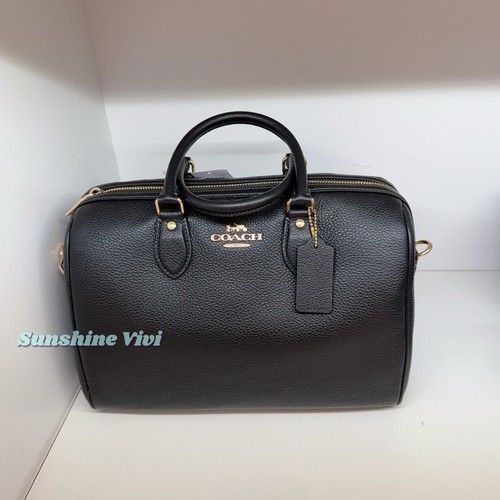 Borsa Coach Rowan grande a tracolla in pelle CV960 oro nero nuova con etichetta