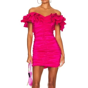 Lovers + Friends Pink Ruched Mini Dress XXS Bodycon Off Shoulder Party $168 NEW - Picture 1 of 8