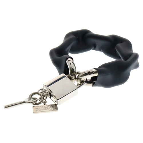 Bracciale copri lucchetto Mm6 Maison Margiela 23AW nero argento SM7UY0057 usat