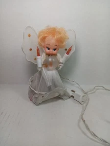 Vintage 1950s Merrybright Light Flashing Angel 9” Tree Topper Rubber Face - Picture 1 of 6