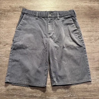 DC Shorts Para Hombres 30 Gris Delgado Chino Frente Plano Cremallera Mosca Patinador 9" Exterior Foto 1 de 4