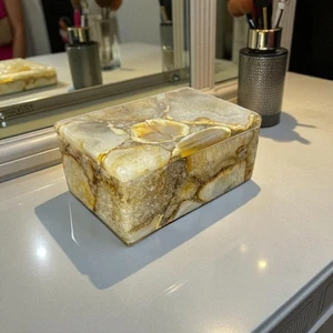 Antique Agate Stone Jewelry Box, Storage Box, Handmade Keepsake Box Gift 6"X4"X3 - Picture 1 of 8