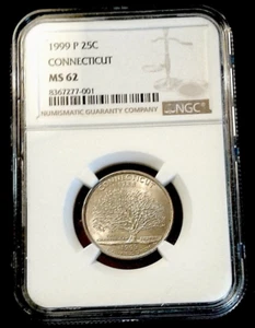1999-P- CONNECTICUT STATE QUARTER NGC MS 62 C- NGC CHARTS (B) - Picture 1 of 5