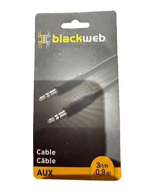 NIB Blackweb 3 foot Flat Aux Cable For iPods, iPhones, and Other Audio Players - Image 1 of 2
