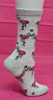 Ladies K. Bell Valentine's Day Socks!  ~Super Adorable Flamingos~ Check It Out! - Imagem 1 de 4