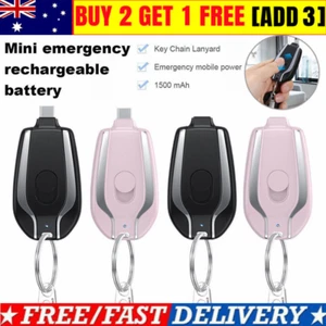 Keychain Portable Mini Power Bank 1500mAh Emergency Pod Charger for Phone Type-C - Photo 1 sur 17