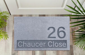 Personalised Welcome Coir Door Mat / Custom Bespoke Floor Rug Large In Grey