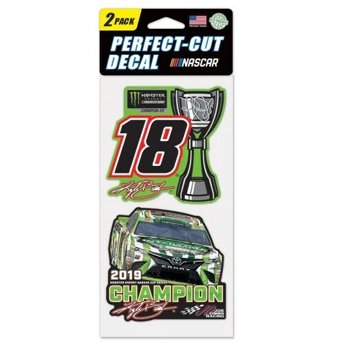 Kyle Busch 2019 Wincraft #18 2019 Monster Energy Champion 4x8 2pc Decal Set - Image 1 of 1