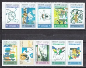briefmarken sudan 2021 neu kinder zeichnen kompletter satz 10 vals postfrisch - Bild 1 von 2