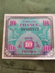 1944 EMIS EN FRANCE 10 FRANCS PAPER MONEY NOTES CIRCULATED SERIES DE - Picture 1 of 2