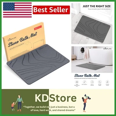 Quick Drying Non-Slip Bath Mat - Diatomaceous Earth Stone Mat 23.6" x 15.35" - Image 1 of 4