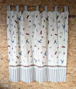 Rideau à onglets vintage Monsoon Home 140 cm x 128 cm véhicules avions trains bateaux - Photo 1/11