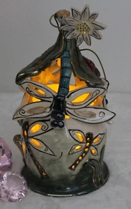 Heather Goldminc Blue Sky Corp Dragonfly House Lusterware Candle Holder No Base - Picture 1 of 19