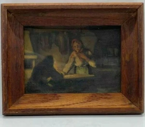 Antikes Ölgemälde - beleuchtete Frau am Tisch - detailliert und einzigartig!  - Bild 1 von 3