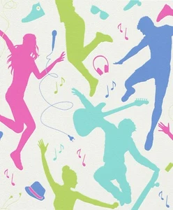 Papel pintado no tejido Rasch Kids&Teens 458602 música baile jóvenes vida colorida - Imagen 1 de 1