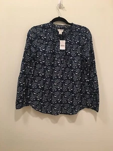 Jcrew Factory Washed Pintuck Popover K4316 Long Sleeve Ruffle Neck - Bild 1 von 7