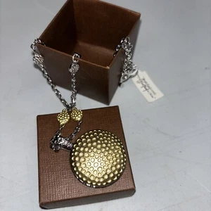Park Lane Gilded Necklace 18” Matte Gold SilverTone Hammered Medallion - Picture 1 of 3