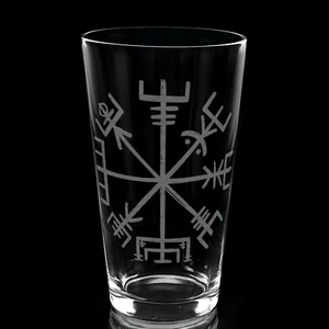 VEGVISIR ICELANDIC RUNE Pint Glass - Picture 1 of 3