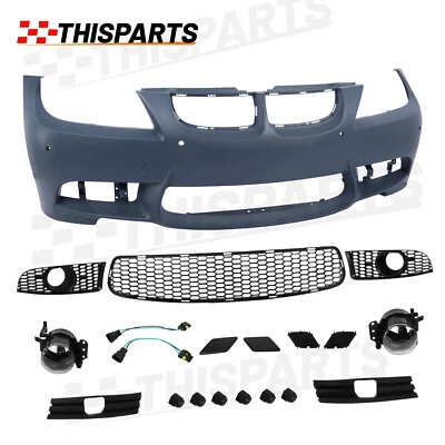 M3 Style Front Bumper Grille Fog Light Set For 2006-2008 BMW E90 3 Series Sedan - Image 1 of 4