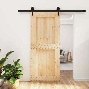 Sliding Door with Hardware Set 90x210 cm Solid Wood Pine vidaXL - Picture 1 of 11