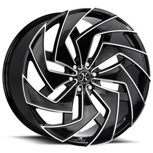 24" Xcess Wheels X04 Gloss Black Milled Edge Rims - Picture 1 of 9