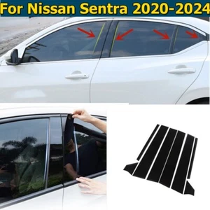 Cubierta de moldura de puerta de ventana postes de pilar negros 8 piezas para Nissan Sentra 2020-2024 - Imagen 1 de 5