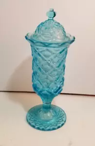 Piedistallo Vichingo Vetro Diamante Impronta Pollice con Coperchio Barattolo Farmacia 12,5" - Foto 1 di 7