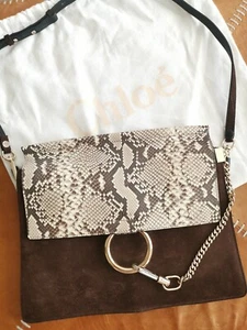 Brand New Authentic Chloe Faye Medium Python Shoulder Bag w/tag w/Dust bag $2650 - Picture 1 of 12