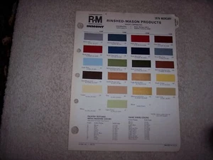 1976 MERCURY EXTERIOR R-M PAINT CHIP COLOR CHART #344 - Picture 1 of 3