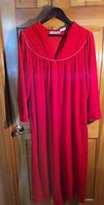 Nachthemd Hausmantel rot gesteppt Medium Intimstil Vintage Reißverschluss Geschenk Velour V-Ausschnitt - Bild 1 von 8