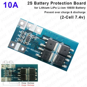 2S 10A 2 Cell 7.4V Lithium LiPo Li-ion 18650 Battery Packs BMS Protection Board - Picture 1 of 6