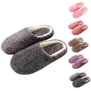 Womens Mens Non-slip Slippers Plush Lined Fuzzy Slipper Casual Indoor Fluffy