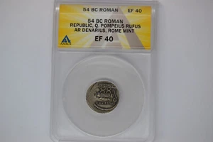 Q. Pompeius Rufus (ca. 54 BC). AR denarius (19mm). ANACS EF-40 - Picture 1 of 5