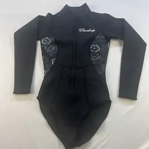 Etrilady Damen kleiner durchnasser Anzug schwarz mit weißen Blumen an den Seiten - Bild 1 von 12