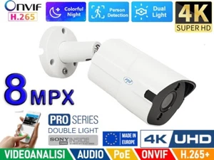 TELECAMERA IP DOUBLE LIGHT 8M SONY STARVIS POE ONVIF H.265+ FULL-COLOR 30MT - Foto 1 di 5
