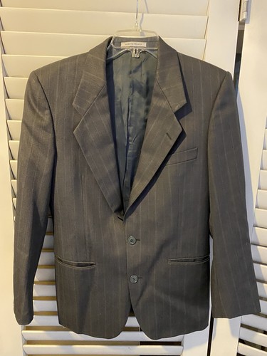 SAINT LAURENT (YSL) Cappotto giacca lana vintage Yves Saint Laurent YSL grigio blu 2 bottoni 36 corto