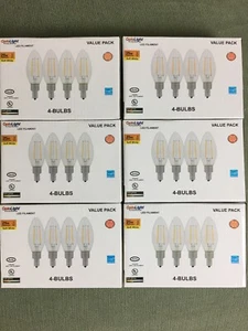24(6 Pack 4) OptoLight LED Filament Non-Dimmable Candle 3W 2700K Soft White 25 W - Picture 1 of 5