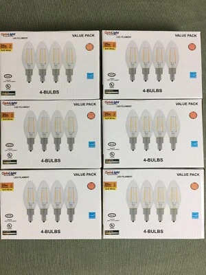 24(6 Pack 4) OptoLight LED Filament Non-Dimmable Candle 3W 2700K Soft White 25 W - Image 1 of 4