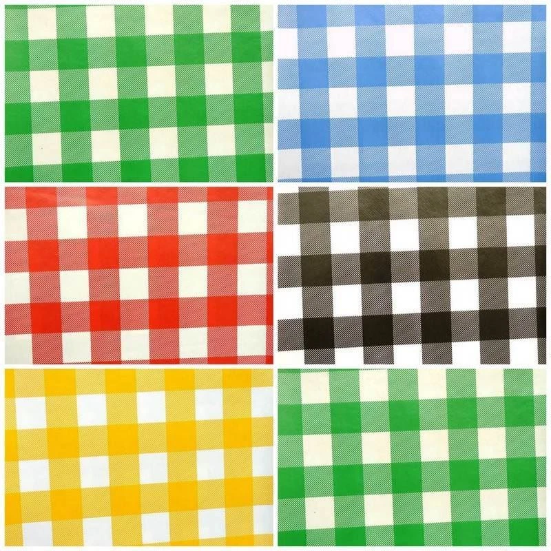 Gingham Check Oilcloth PVC Vinyl Kitchen Cafe Bar Wipe Clean Tablecloth 135cm - Image 1 of 1