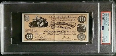 1962 TOPPS CIVIL WAR NEWS ~ CURRENCY $10 ~ GRADED PSA 8 o/c ~ SERIAL # 77389 - Image 1 of 2