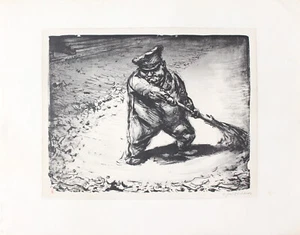 A. Paul Weber. Straßenfeger. Orig.- Lithographie. Vom Künstler signiert. - Bild 1 von 1