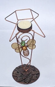 Candelabro libélula alambre cobre luz té, sin marca 9 1/2" h - Imagen 1 de 10