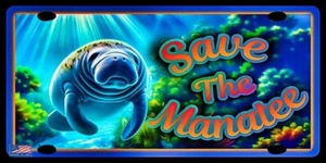 WORLDS GREATEST LICENSE PLATES! SAVE THE MANATEE! 6"X12" METAL TIKI BAR POOL - Picture 1 of 2