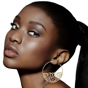 Gold Half Filigree Hoops - Picture 1 of 2