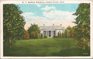 Cartolina d'epoca E.T. Bedford Residence, Greens Farm, Connecticut pubblicata 1941 - Foto 1 di 2