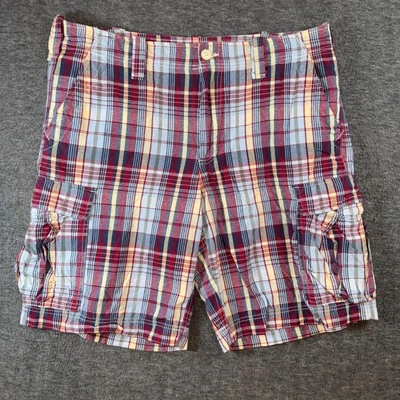 Polo Jeans Ralph Lauren Mens Shorts Red Plaid Chino Cargo Preppy Sz 38 - Image 1 of 4