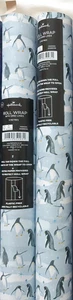2 x 3m rolls Hallmark Christmas light blue wrapping paper - penguins - Picture 1 of 4