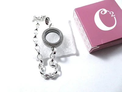 Pulseira medalhão de strass redonda assinada por coruja origami com corrente de cabo ajustável - Imagem 1 de 4