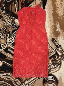 Abito da ballo vintage metà secolo 60 rosso paillettes taglia S abito ballo anni 60 Rafaela USA - Foto 1 di 9